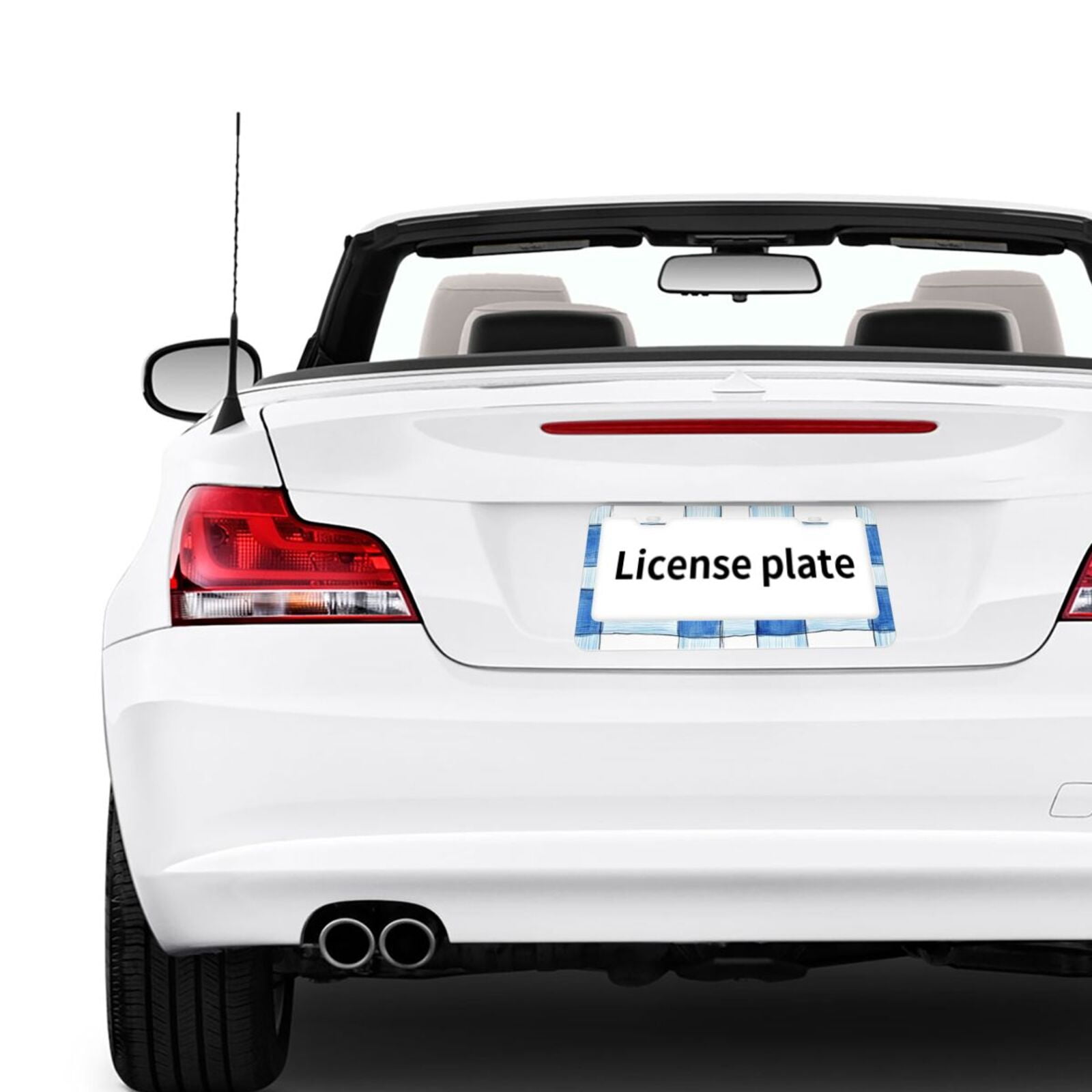 License Plate Frame With Screw Caps 2 Pack Car Plate Frame Front And Rear Rust-Proof Universal Car Tag Holder Cornflowerblue Checked Hand-Drawn Sketch_2