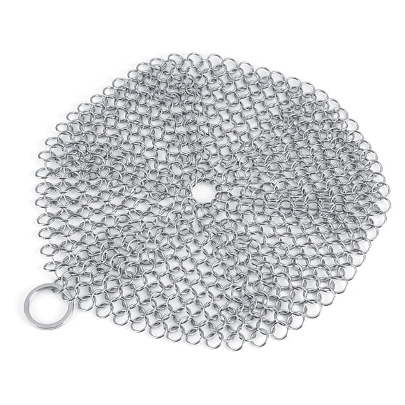 Cast Iron Scrubber-Stainless Steel Chainmail Scrubber Rust Proof Scraper Cleaner for Cast Iron Pan Pot Cookware