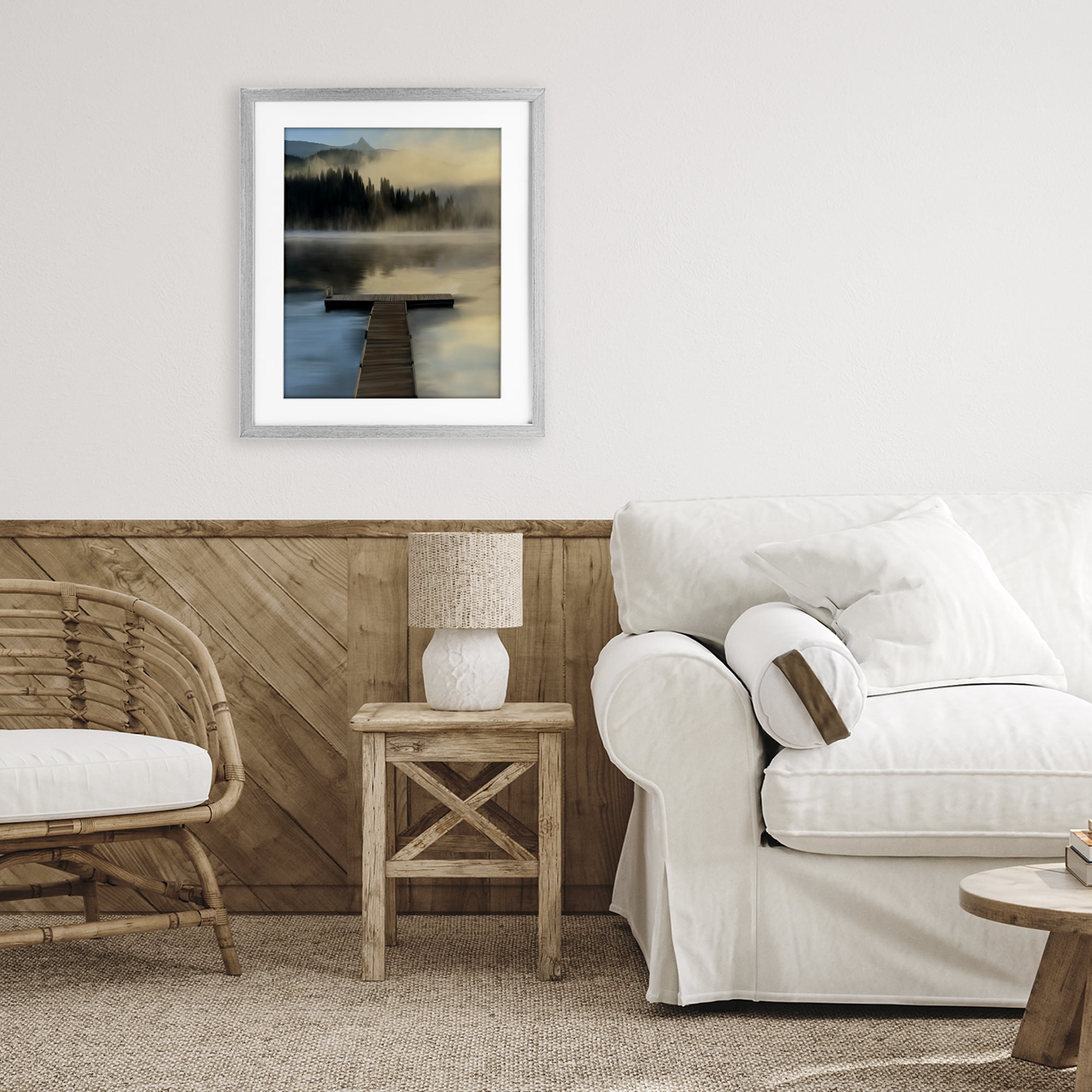 Stupell Industries Reflective Lake At Dusk Gray Framed Print Under Glass, design by Renel Peters