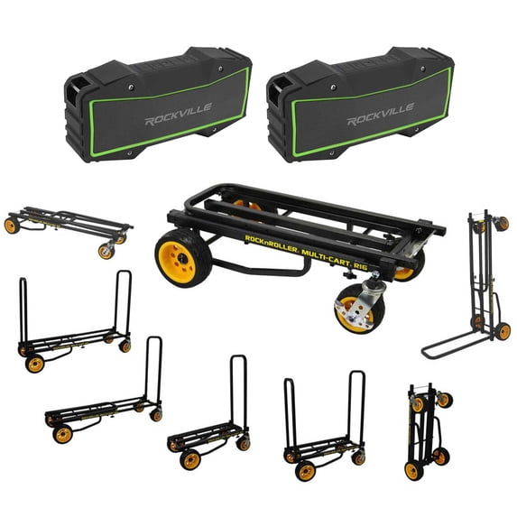 RocknRoller R16RT R16 DJ PA Equipment Transport Cart+2 Stereo Bluetooth Speakers