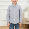 thumbnail image 2 of WXFAZCVU Boys Dress Shirts Kids Lines Long Sleeved Button Down Shirt Versatile Daily Wear Size 9-10 Years, 2 of 4