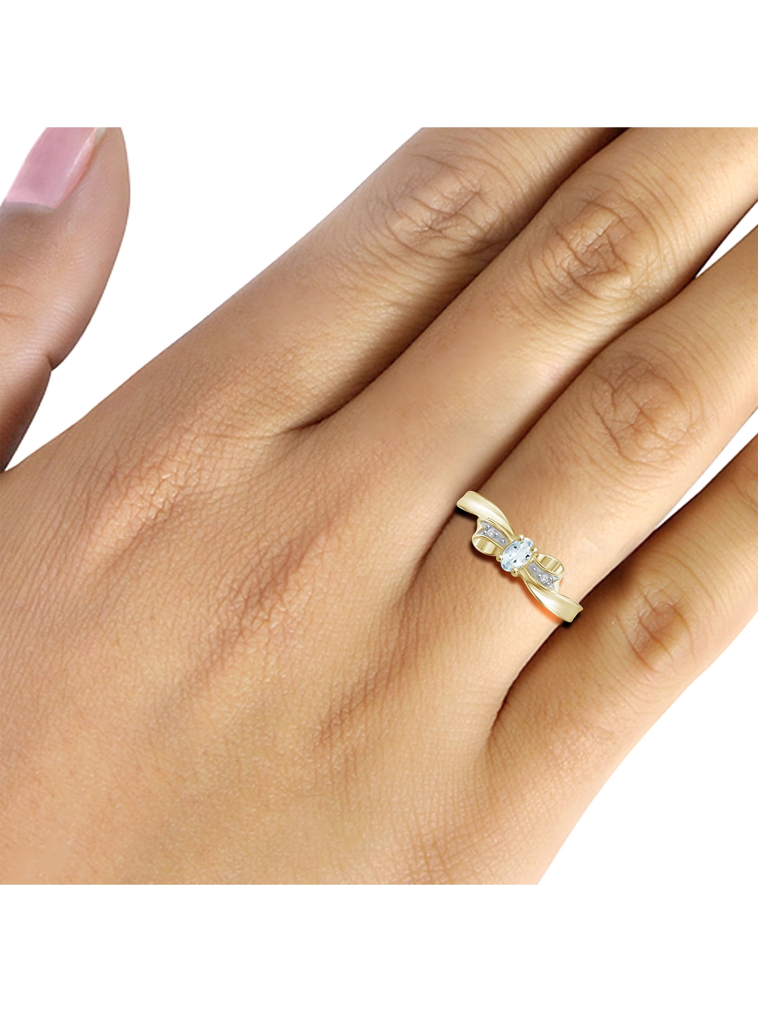 JewelersClub Aquamarine Ring Birthstone Jewelry – 0.25 Carat Aquamarine 14K Gold Plated Silver Ring Jewelry with White Diamond Accent – Gemstone Rings with Hypoallergenic 14K Gold Plated Silver Band