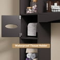 thumbnail image 6 of Over The Toilet Storage Cabinet, Asofer 66''H Bathroom Storage Organizer with Paper Holder and Adjustable Shelf, Dark Brown, 6 of 6