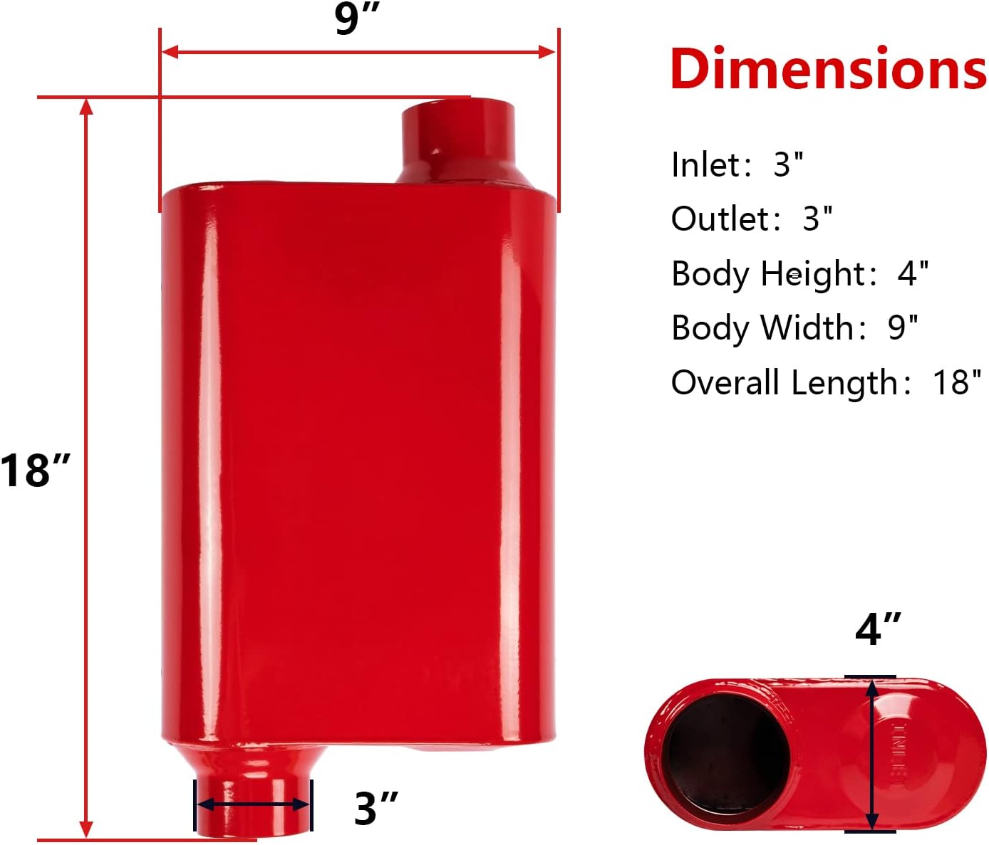 Elshine Universal Exhaust Muffler with Aggressive Sound, Anti-corrosive Muffler, Chamber Performance Mufflers for Cars, Trucks overall 18"