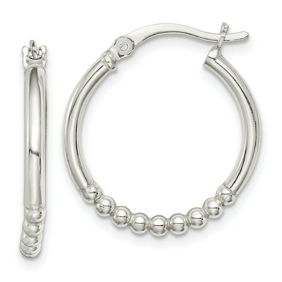 Primal Silver Sterling Silver Beaded Hoop Earrings