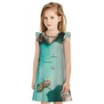 thumbnail image 1 of Fotbe Turquoise Beach Kayaking Vestido de Dormir para Niñas de 3 a 10 Años, Mangas Cortas, Estilo Princesa, Pijama Camisón con Mangas Voladas-X-Large, 1 of 6