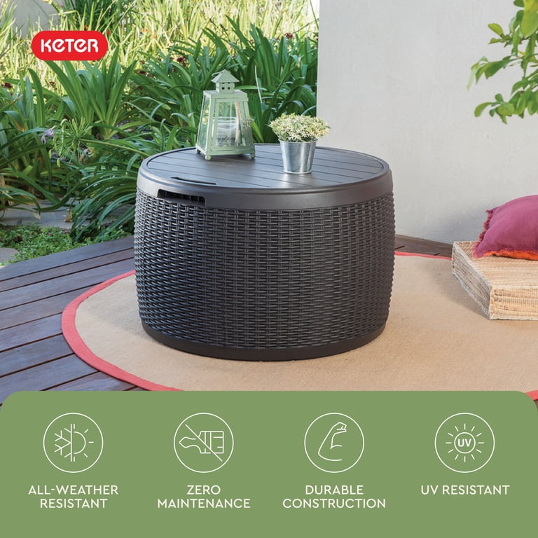 Keter Circa 37-Gallon Round Resin Deck Box, Grey photo 8