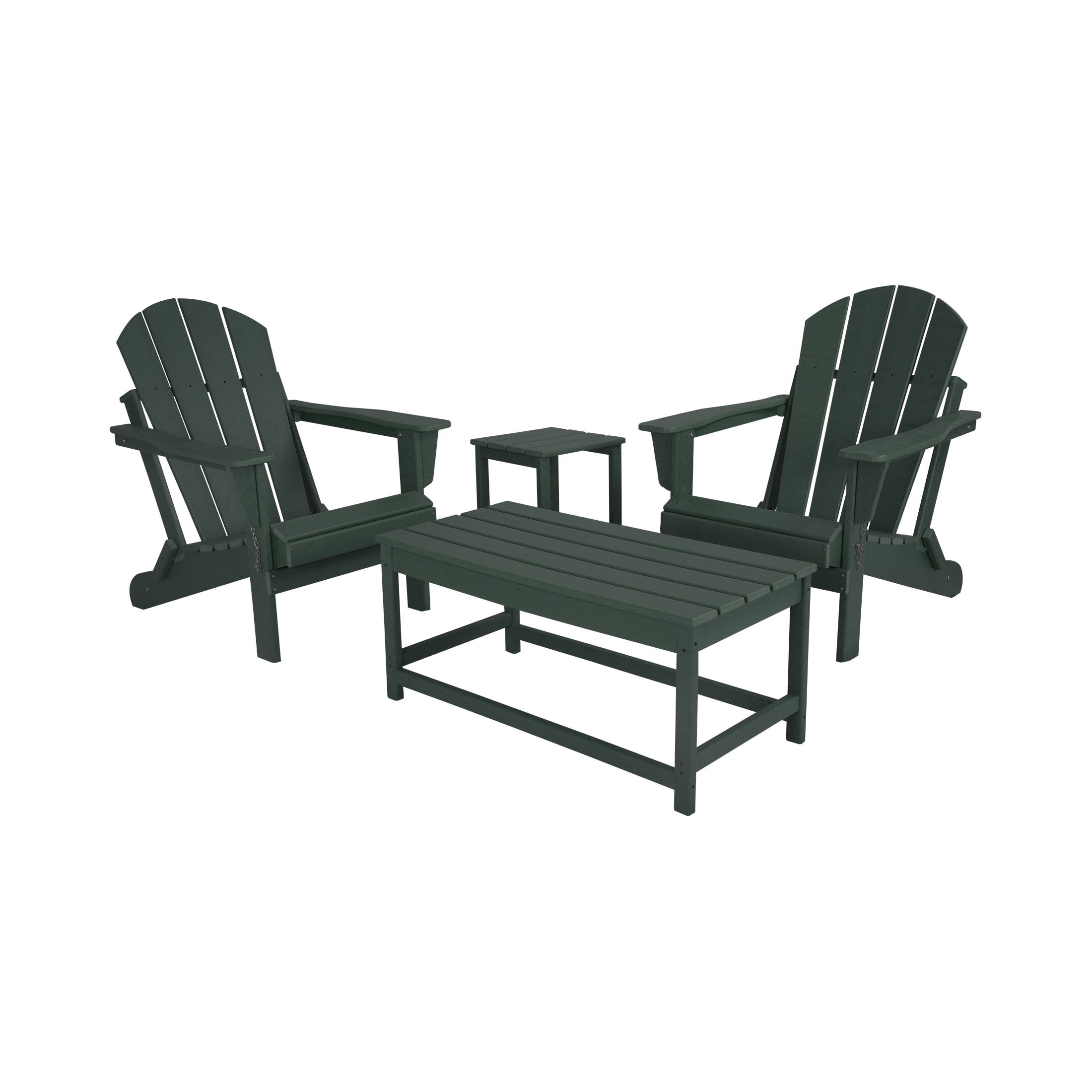 4-Piece Outdoor Paio Adirondack Conversation Seating Set, Dark Green