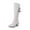 White, variant on Puntoco Winter Warm Boots Clearanc Women High Heel Square Heel Shoes Pointed Zip Shoes Winter Leather Knee-High White 9.5(43)