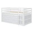 thumbnail image 6 of Twin Size Loft Bed with Retractable Writing Desk and 4 Drawers, Wooden Loft Bed Frame with Lateral Portable Desk and Shelves for Boys Girls Teens Bedroom, No Box Spring Needed, White, 6 of 7