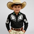 thumbnail image 2 of Toddler Tshirt Kids Western Frontier Button Down Denim Long Sleeve Casual Boys' Tops Black 10-11 Years, 2 of 5