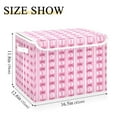 thumbnail image 3 of Large Lidded Bin Foldable Storage Baskets Boxes Cubes Lids with 2 Handles for Home Bedroom Office Pink Bows 16.5"x12.6"x11.8", 3 of 7