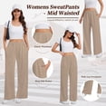thumbnail image 4 of SWQZVT Women's Wide Leg Sweatpants, High Waisted Straight Leg Joggers with Pockets, Casual Drawstring Elastic Waist Lounge Pants, 4 of 8