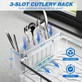 thumbnail image 5 of Dish Drying Rack, 2-Tier Dish Rack with Auto-Drain & Mat, 304 Stainless Steel Dish Racks for Kitchen Counter, Dish Drainer with , Fork & Cup Rack, Gifts for Women,  Day,, 5 of 6