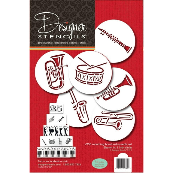 Marching Band Instruments Cookie Stencil by Designer Stencils