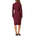 thumbnail image 4 of INSPIRE CHIC Women's Suit Sets Long Sleeves Blazer and Pencil Skirt Two Pieces Work Outfits S Wine Red, 4 of 7