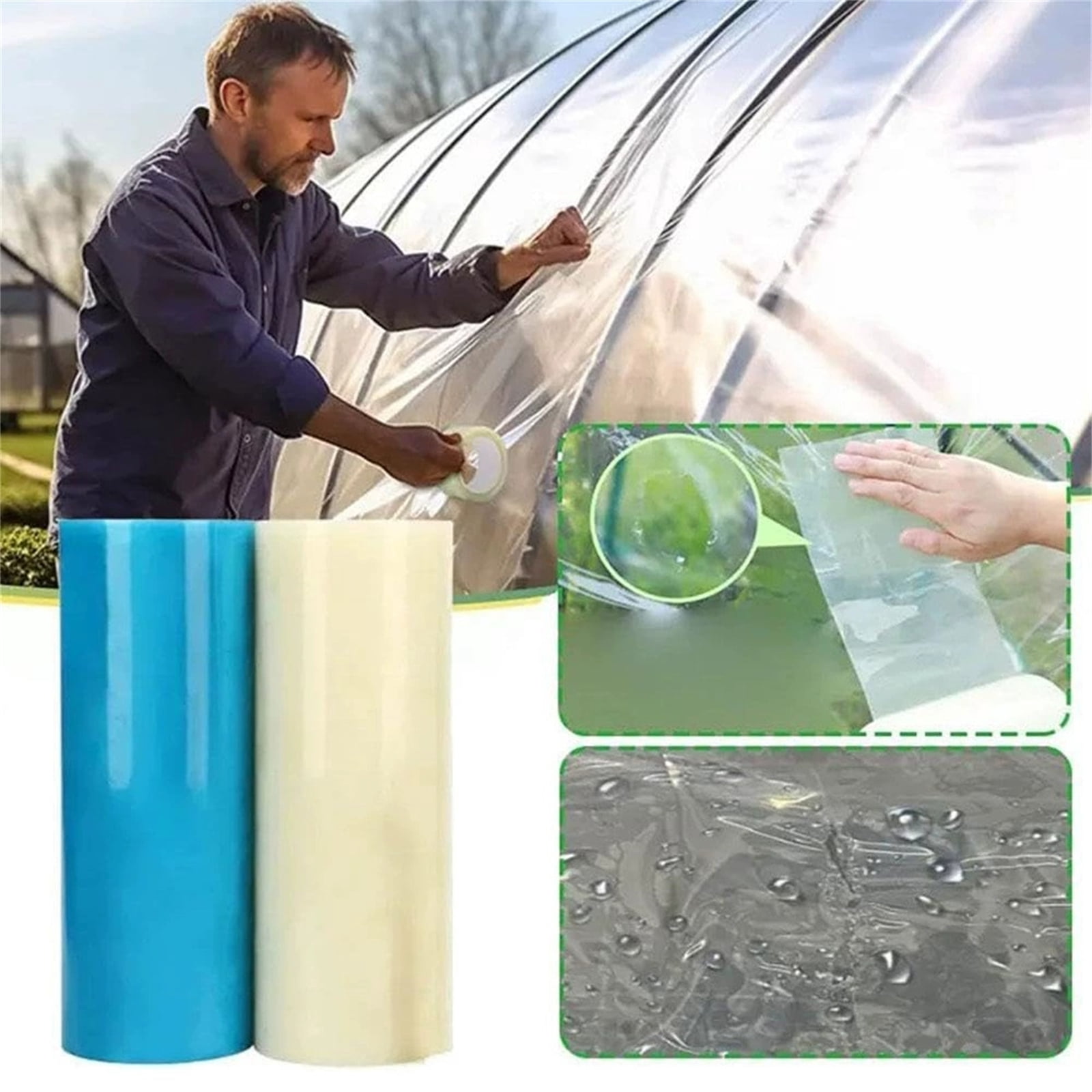 Plastic Repair Kit Vinyl Repair Patch | Heavy Duty Waterproof Tape for Greenhouse Plastic Sheeting, 8 Inch X 33 Foot Blue Extra Large Adhesive for Outdoor Greenhouse Cover Repair