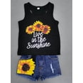 thumbnail image 3 of Hirigin Toddler Kids Baby Girl Sunflower Outfits Sleeveless Tank Top Denim Shorts 1-5 Years Summer Clothes, 3 of 7
