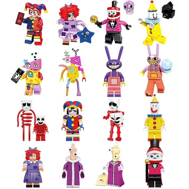 MiniFiguras Circo Digital 16 Piezas – Figuras de Bloques de Construcción para Fiestas y Decoración de Pasteles, Regalos para Niños en Celebraciones Temáticas