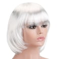 thumbnail image 2 of Deago 12" Short Straight Bob Wig with Bangs Synthetic Colorful Cosplay Costume Halloween Party Flapper Wig for Women (White), 2 of 8