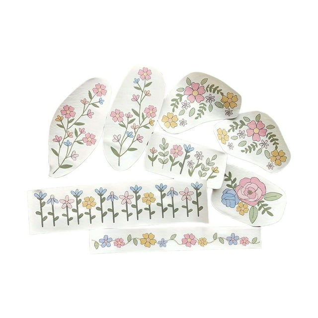 Rongfmy 8 Pieces Hand Sewing Stabilizers Easy to Use with Pre Printed Flower Graphic