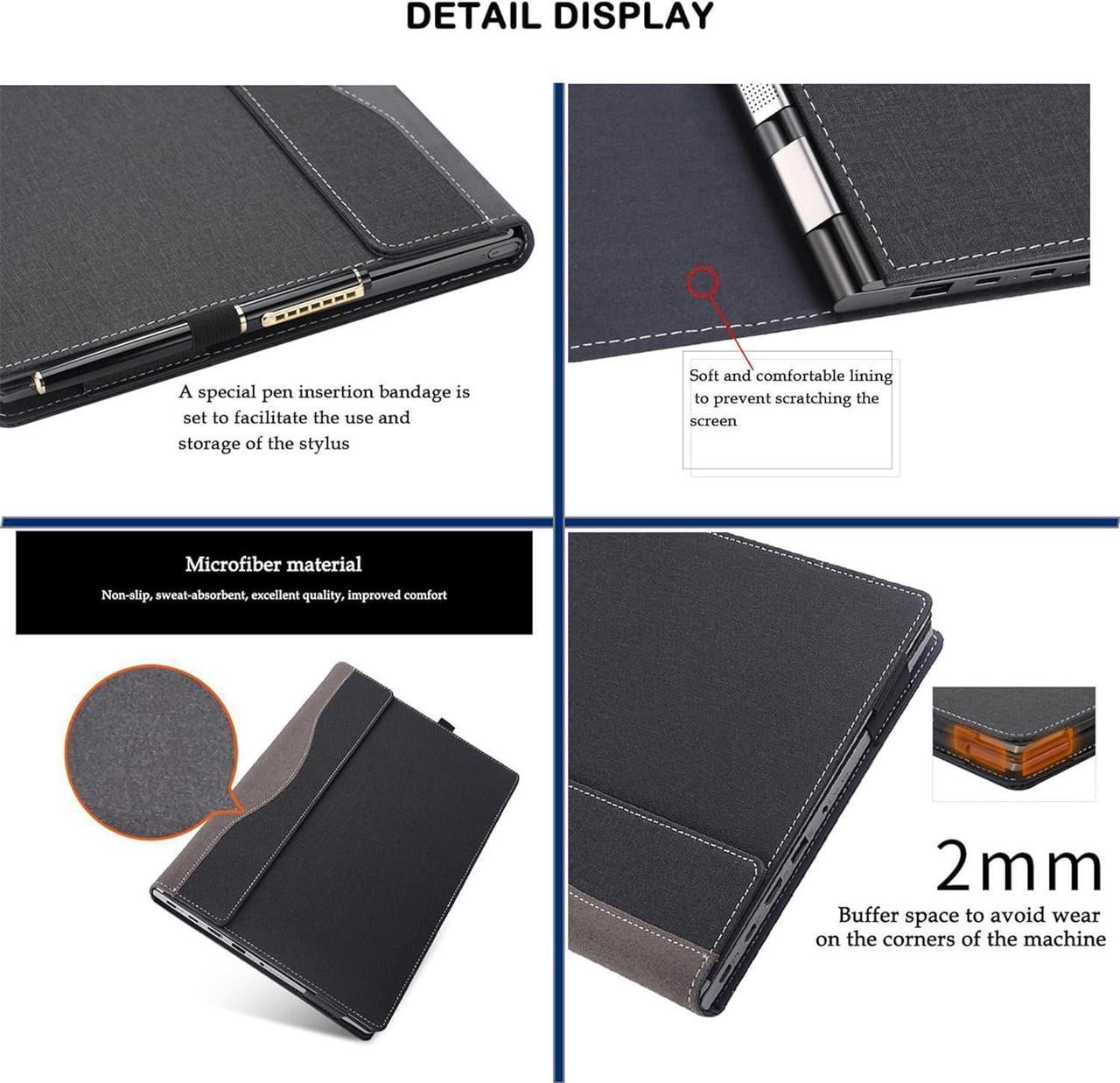 Laptop Case for 15 inch Microsoft Surface Laptop 7 Windows PC with ARM CPU and AI-Powered Copilot+, PU Leather Folio Stand Laptop Protective Cover