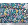thumbnail image 2 of Soimoi Blue Cotton Duck Fabric Artistic Leaf & Floral Fabric Prints By Yard 56 Inch Wide, 2 of 3