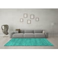 thumbnail image 3 of Ahgly Company Machine Washable Indoor Square Trellis Turquoise Blue Modern Area Rugs, 8' Square, 3 of 4