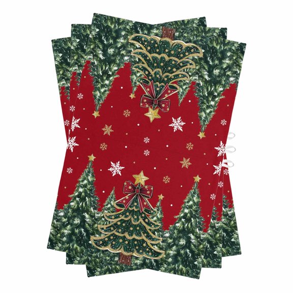 Red Christmas Kitchen Towels Set of 3, Water Absorbent Dish Towel, Snowflake Xmas Christmas Tree Decorative Hand Towels - Quick Drying Cloth for Cooking Baking, 18x28 Inch