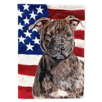Carolines Treasures SC9633GF Staffordshire Bull Terrier Staffie with American Flag USA Flag Garden Size  Small