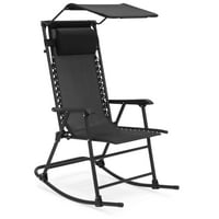Best Choice Products Foldable Zero Gravity Rocking Patio Chair w Sunshade Canopy Black by Best Choice Products