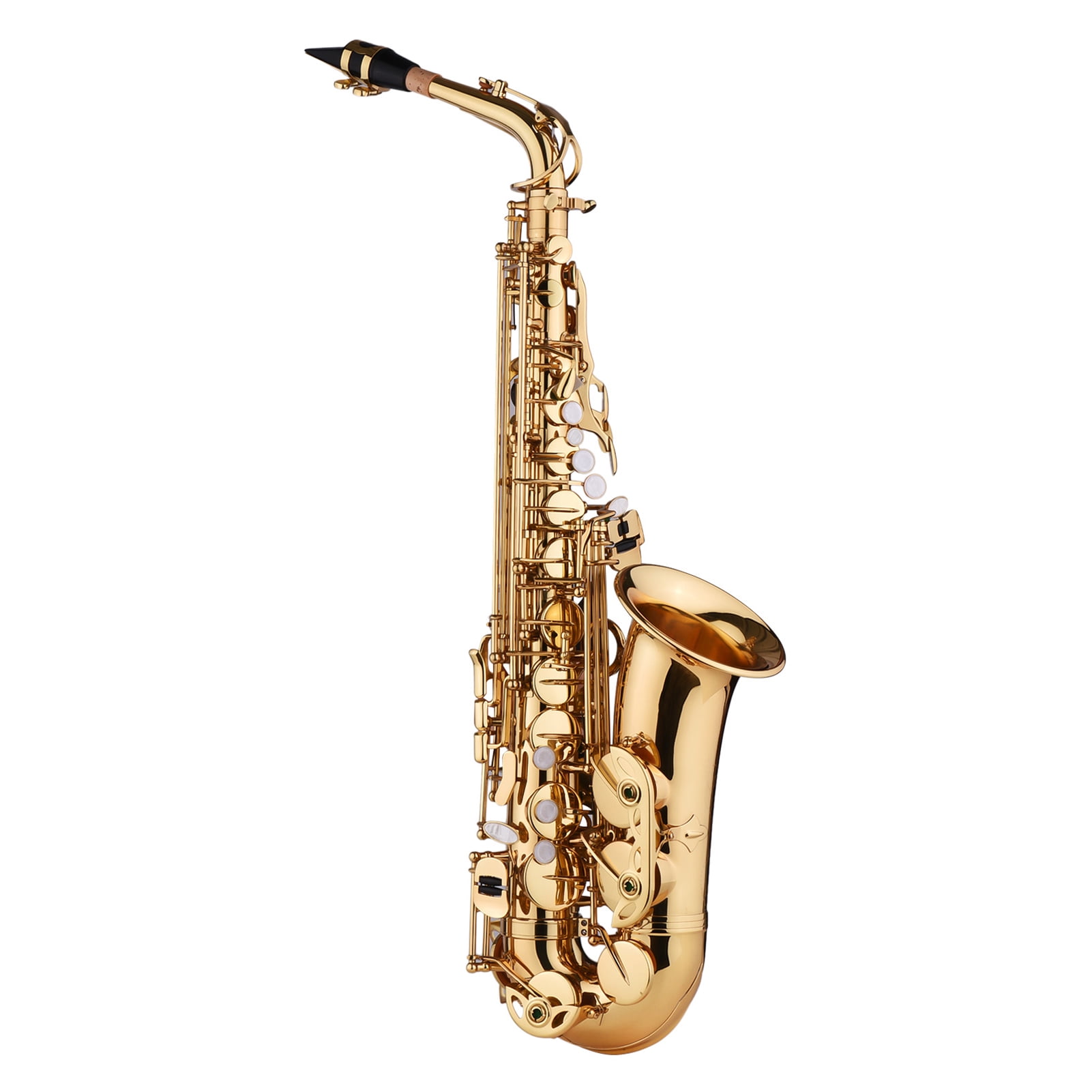 Walmeck Saxophone Sax Eb Be Alto E Flat Brass Carved Pattern on Surface Mouthpiece Exquisite with Gloves Cleaning Cloth Brush Straps