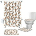 thumbnail image 2 of FMSHPON Orange 4 Piece Bathroom Set Shower Curtain Bath Rug Contour Mat and Toilet Lid Cover, 2 of 8