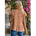 thumbnail image 7 of Uniexcosm Women's Floral Casual Blouses Ruffled Short Sleeve Round Neck Tops, 7 of 7