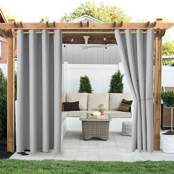 Blackout Curtains for Patio, Thermal Insulated Noise Reduction Windproof Anti-Rust Grommets for Outdoor Patio Porch Pergola Yard Sliding Door Arbor