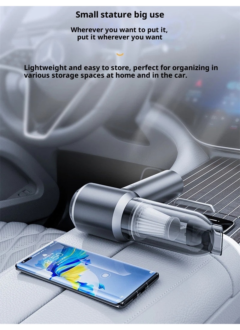 Handheld Vacuum Cordlessvacuum cleaner, 3 Speed 16000Pa Brushless Motor Mini Car Vacuum Portable Cordless,Suitable for Home, Kitchens, Offices, Car, Pet Hair, Gray