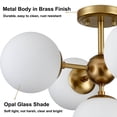thumbnail image 4 of Claxy 5-Light Brass Semi Flush Mount Light with Sputnik Globe Milk Glass Shade, 4 of 6