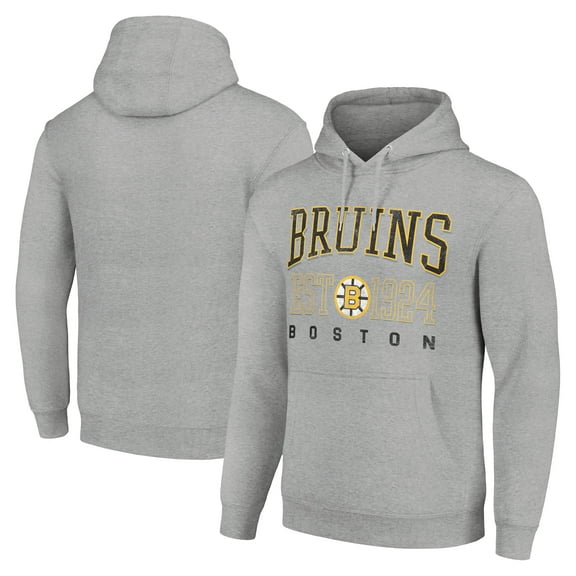 Men's Starter Heather Gray Boston Bruins Retro Graphic Pullover Hoodie