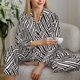 thumbnail image 6 of Uemuo Black White Stripes Pattern Womens Pajama Sets,PJ Set for Women,Pajamas for Women Logo,Long Sleeve Pajama Set for Women,Soft Long Sleeve Top With Pants-Large, 6 of 9