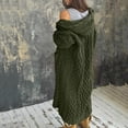 thumbnail image 5 of Long Sleeve Loose Fit Hooded Cardigan Cable Knit Design Front Button High Slit for Women Wear, 5 of 9