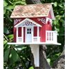 10.25" Fully Functional Red and White Country Barn Style Cottage Birdhouse