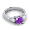 thumbnail image 2 of Diamond-Capitals 2.50 Carat Round Cut Amethyst Gemstone Natural Diamond Fine Engagement Ring for Women 14K White Gold Size 6, 2 of 8