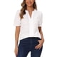 thumbnail image 1 of INSPIRAR CHIC Blusa Casual de Verano para Mujeres con Ojal Notch Cuello en V Manga Corta Abullonada de Encaje de Algodón L Blanca, 1 of 5
