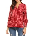thumbnail image 5 of Goodtrade8 Winter Tops for Women Long Sleeve Plus Size Polka Dot Red Casual V-Neck Fall Shirts, 5 of 8
