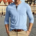 thumbnail image 2 of Posijego Mens Pocket T-Shirts Crew Neck Long Sleeve Button Shirts Loose Lightweight Fall Basic Tee Shirts, 2 of 6