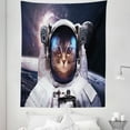 thumbnail image 1 of Space Cat Tapestry, Kitten in Galaxy Outer World with Stars Cosmology Cluster Zodiac Image, Fabric Wall Hanging Decor for Bedroom Living Room Dorm, 5 Sizes, White and Dark Blue, by Ambesonne, 1 of 1