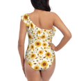 thumbnail image 5 of Rateoe Brown Leaf Sunflower Pattern Women One Piece Swimsuits Tummy Control One Shoulder Bathing Suits Ruffle Swimwear-, 5 of 6