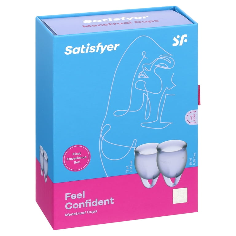 Satisfyer Feel Confident Menstrual Cup - Reusable Period Cup with Removal  Ring - Soft, Flexible Body-Safe Silicone, Easy Insertion & Removal -  Includes 2 Cup Sizes for All Flows (Purple) 