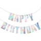 thumbnail image 1 of Laser Silver Happy Birthday Banner for Home or Garden Birthday Party Supplies, Theme Party Decoration Kits, 1 of 4