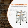thumbnail image 3 of VEVOR Bun Pan Rack, 10-Tier Commercial Bakery Racks with Brake Wheels, Aluminum Racking Trolley Storage for Half & Full Sheet, Speed Rack For Kitchen Home, Bread Baking Equipment, 26"L x 20.3"W x 39"H, 3 of 9